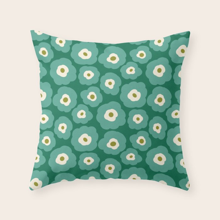 Green Flower Throw Pillow Gallery Image 6