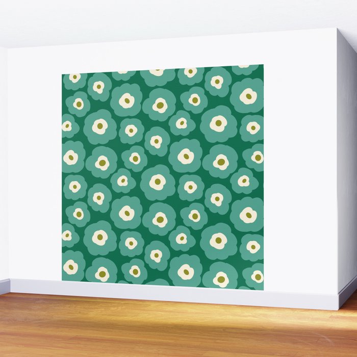 Green Flower Wall Mural Gallery Image 2