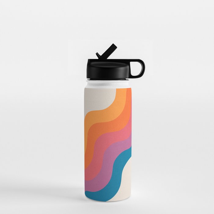 Vintage California Sun: Slanted Stripes Water Bottle Gallery Image 1