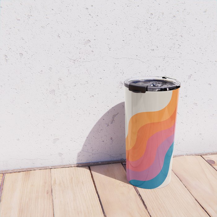 Vintage California Sun: Slanted Stripes Travel Mug Gallery Image 4