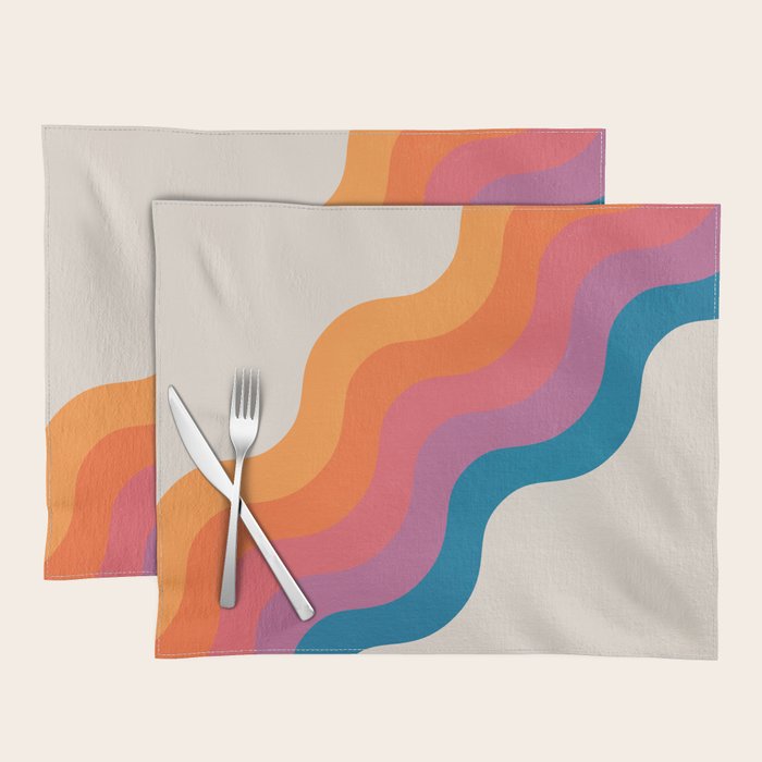 Vintage California Sun: Slanted Stripes Placemat Gallery Image 1