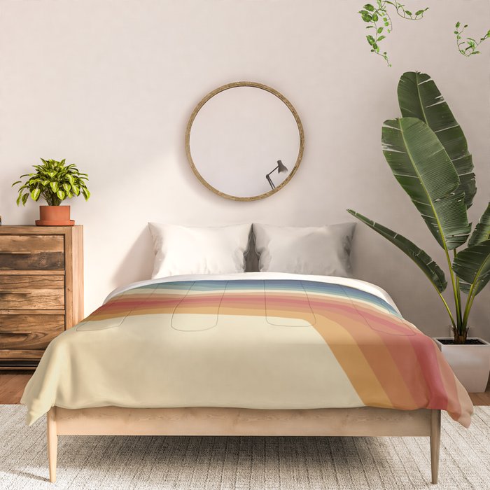 Funky Colorful 70s Rainbow Striped Zig Zag Pattern Blue Orange Hues Comforter Gallery Image 3