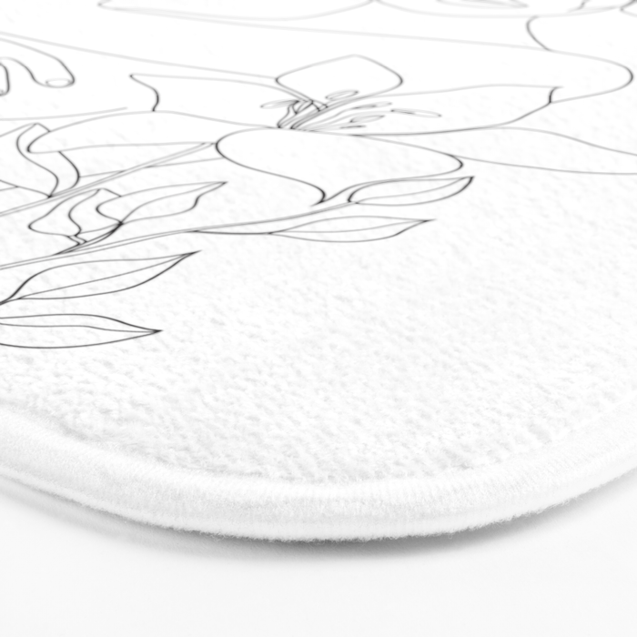 Minimal Line Art Woman with Flowers VI Bath Mat Gallery Image 3