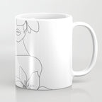 Minimal Line Art Woman with Flowers VI Coffee Mug Gallery Image 1