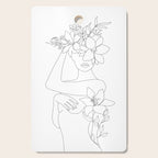 Minimal Line Art Woman with Flowers VI Cutting Board Gallery Image 1