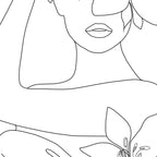 Minimal Line Art Woman with Flowers VI Coffee Mug Gallery Image 2