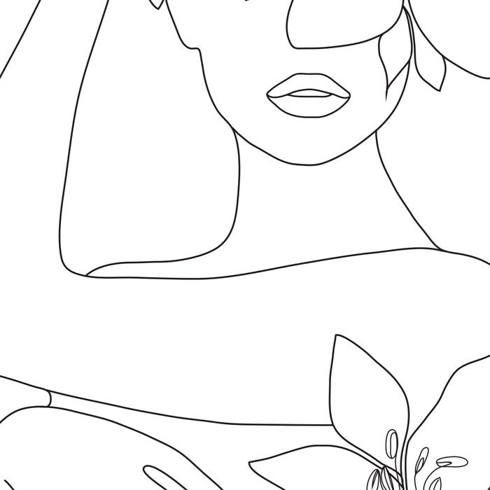 Minimal Line Art Woman with Flowers VI Coffee Mug Gallery Image 2
