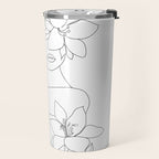 Minimal Line Art Woman with Flowers VI Travel Mug Gallery Image 2