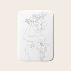 Minimal Line Art Woman with Flowers VI Bath Mat Gallery Image 1