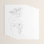 Minimal Line Art Woman with Flowers VI Wrapping Paper Gallery Image 3