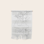 Minimal Line Art Woman with Flowers VI Wall Hanging Gallery Image 1