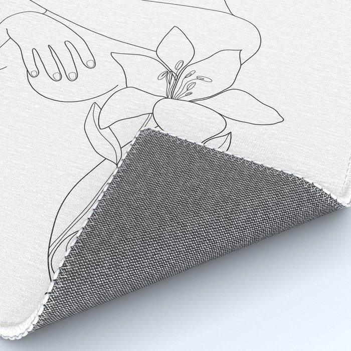 Minimal Line Art Woman with Flowers VI Rug Gallery Image 4