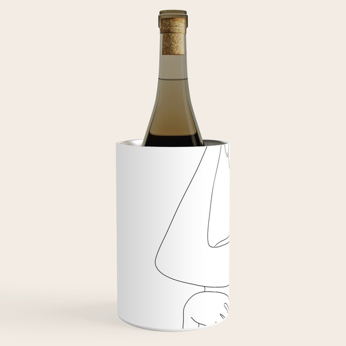 Minimal Line Art Woman with Flowers VI Wine Chiller Gallery Image 2