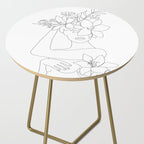 Minimal Line Art Woman with Flowers VI Side Table Gallery Image 2