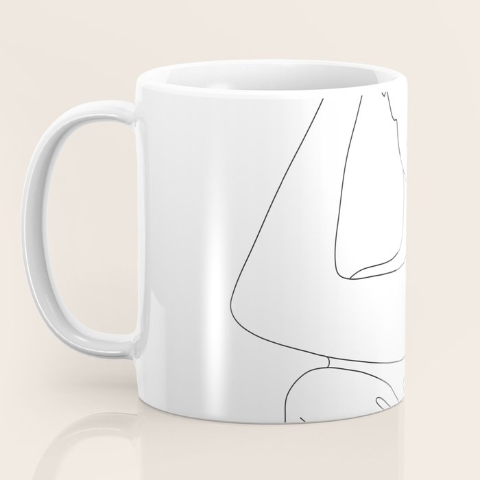 Minimal Line Art Woman with Flowers VI Coffee Mug Gallery Image 3