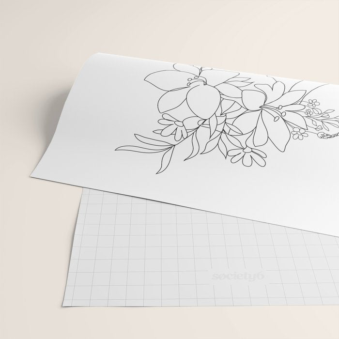 Minimal Line Art Woman with Flowers VI Wrapping Paper Gallery Image 2