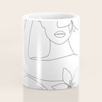 Minimal Line Art Woman with Flowers VI Coffee Mug Gallery Image 4