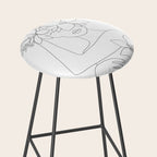 Minimal Line Art Woman with Flowers VI Stool Gallery Image 2