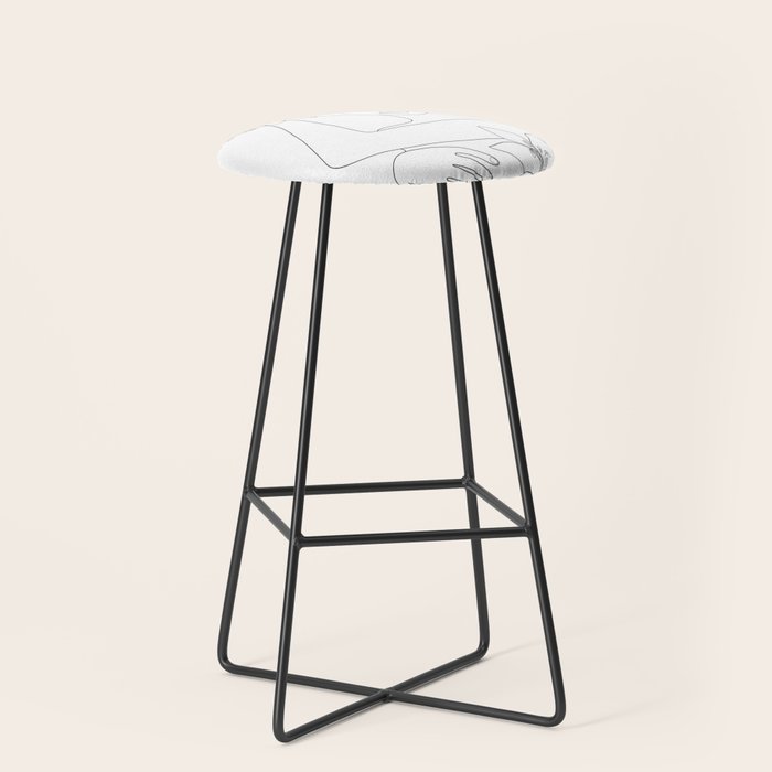 Minimal Line Art Woman with Flowers VI Stool Gallery Image 1