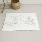 Minimal Line Art Woman with Flowers VI Rug Gallery Image 1