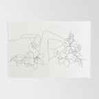 Minimal Line Art Woman with Flowers VI Rug Gallery Image 2