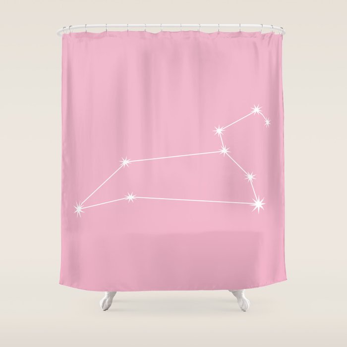 Leo Zodiac Star Constellation Line Art Soft Pink Shower Curtain Gallery Image 1