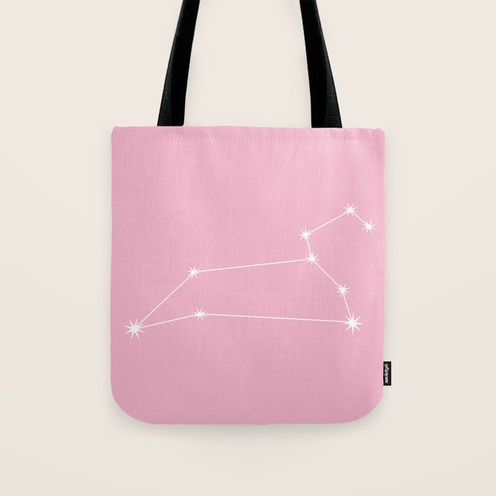 Leo Zodiac Star Constellation Line Art Soft Pink Tote Bag Gallery Image 1