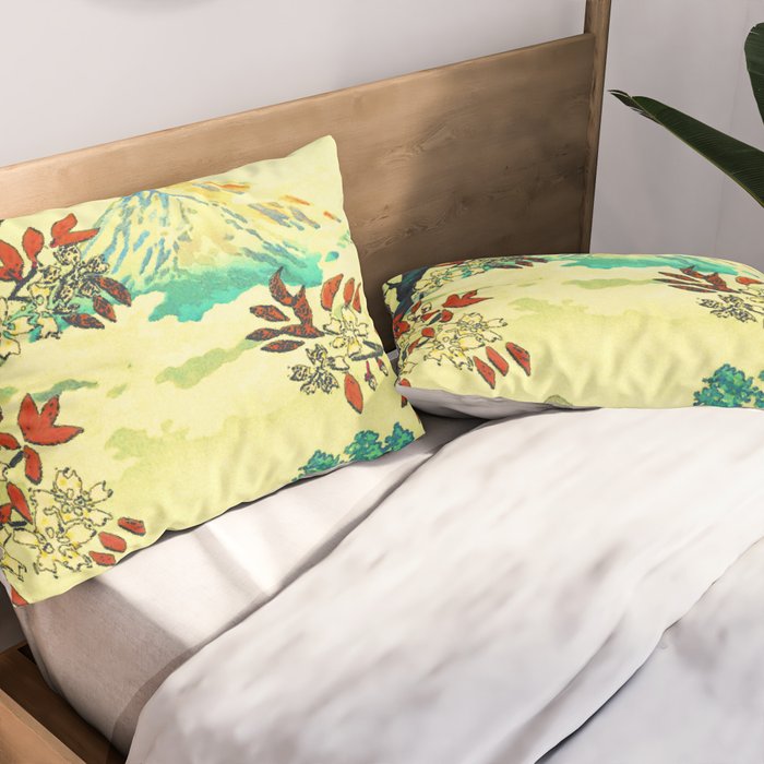 At Suidi - Autumn Mountain & Tree Ukiyoe Nature Landscape Pillow Sham Gallery Image 2