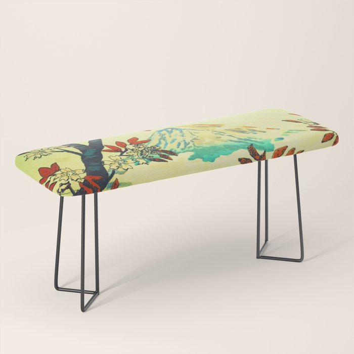 At Suidi - Autumn Mountain & Tree Ukiyoe Nature Landscape Bench Gallery Image 1