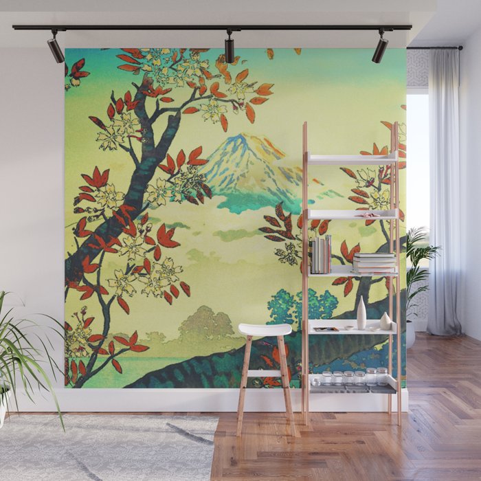 At Suidi - Autumn Mountain & Tree Ukiyoe Nature Landscape Wall Mural Gallery Image 1