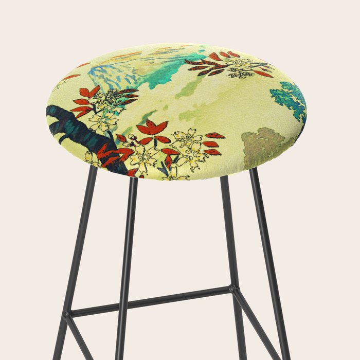 At Suidi - Autumn Mountain & Tree Ukiyoe Nature Landscape Stool Gallery Image 2