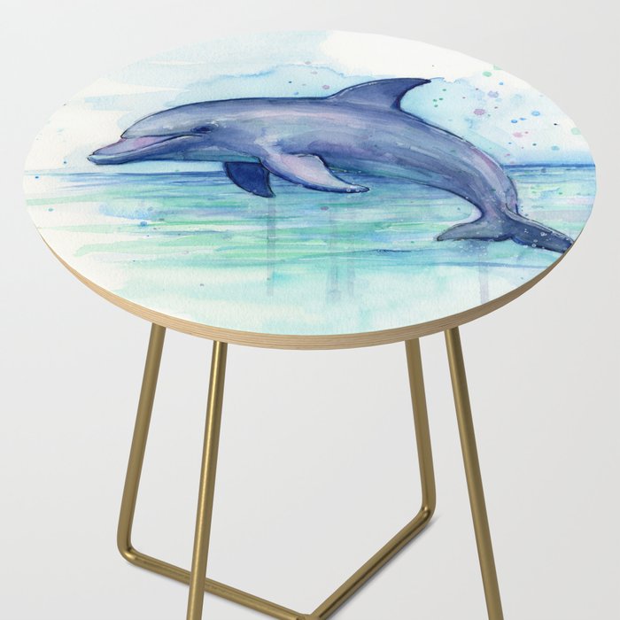 Dolphin Watercolor Sea Creature Animal Side Table Gallery Image 2