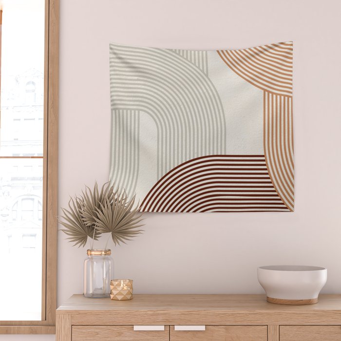Mid Century Line Art I Wall Tapestry Gallery Image 2