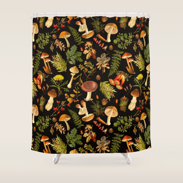 Vintage & Shabby Chic - Autumn Harvest Black Shower Curtain Gallery Image 1