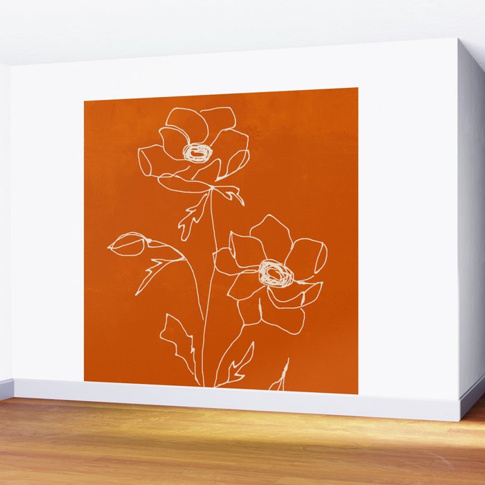 Line Drawing Flowers Wall Mural Gallery Image 2
