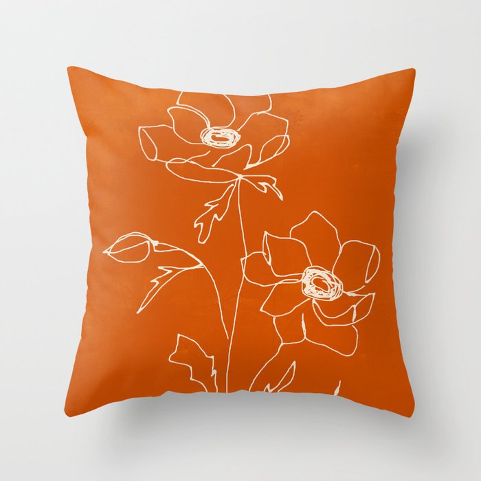 Line Drawing Flowers Throw Pillow Gallery Image 6