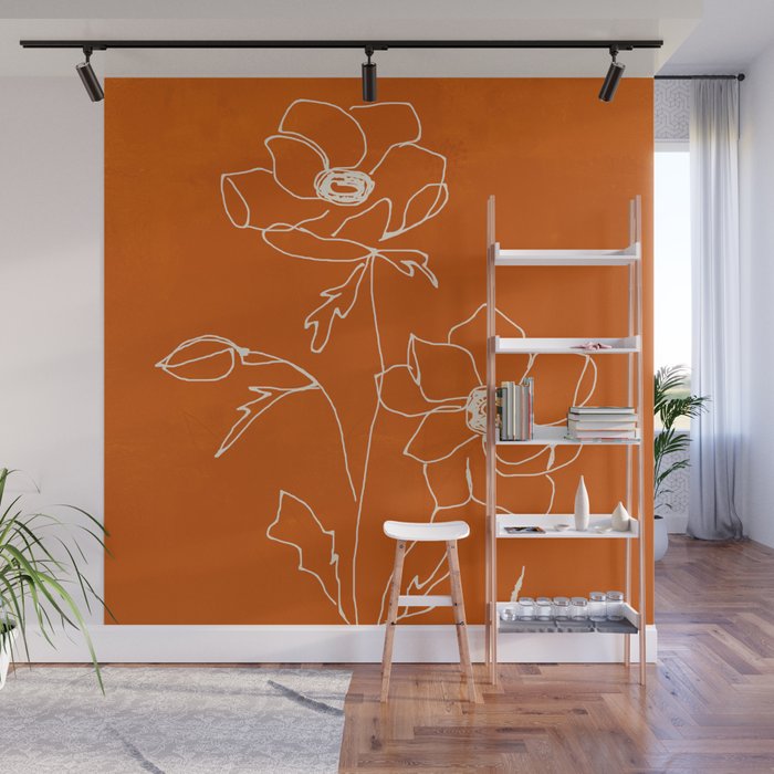 Line Drawing Flowers Wall Mural Gallery Image 1