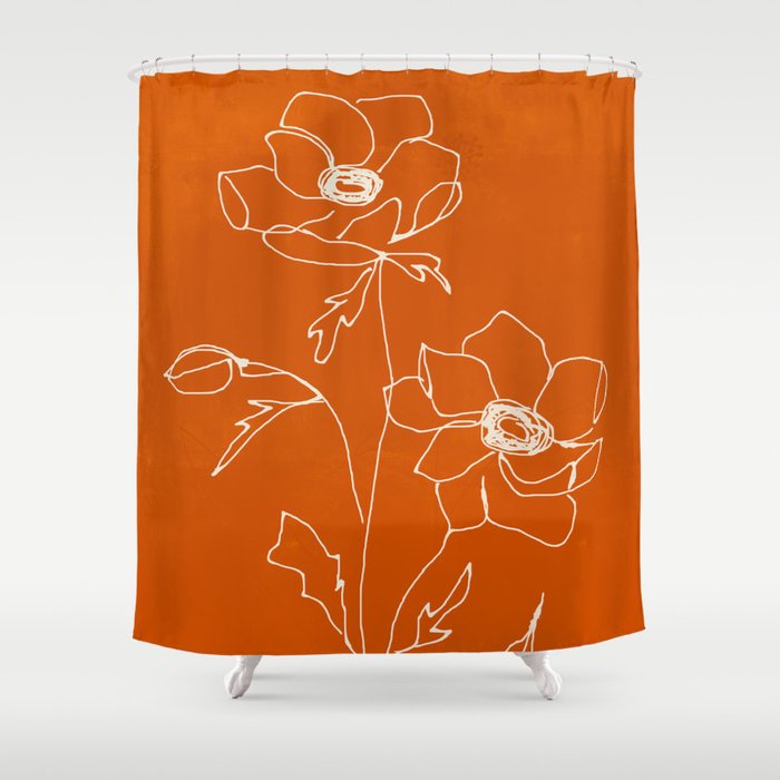 Line Drawing Flowers Shower Curtain Gallery Image 1