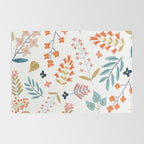 Botanical Harmony | Floral Vintage Plants Colorful Leaves | Autumn Spring Nature Bohemian Chic Rug Gallery Image 2