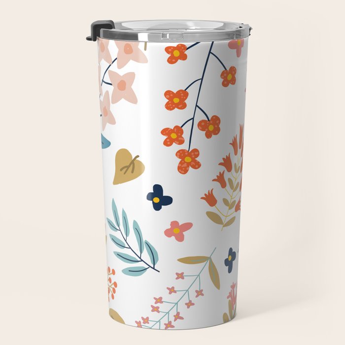 Botanical Harmony | Floral Vintage Plants Colorful Leaves | Autumn Spring Nature Bohemian Chic Travel Mug Gallery Image 3