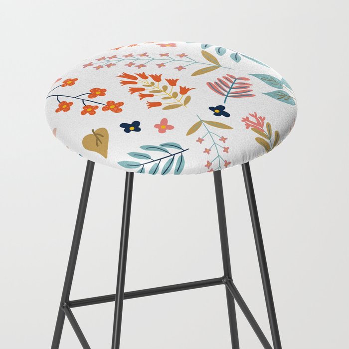 Botanical Harmony | Floral Vintage Plants Colorful Leaves | Autumn Spring Nature Bohemian Chic Stool Gallery Image 2