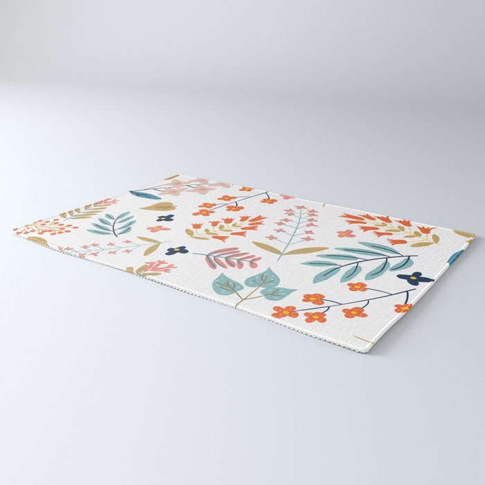 Botanical Harmony | Floral Vintage Plants Colorful Leaves | Autumn Spring Nature Bohemian Chic Rug Gallery Image 3