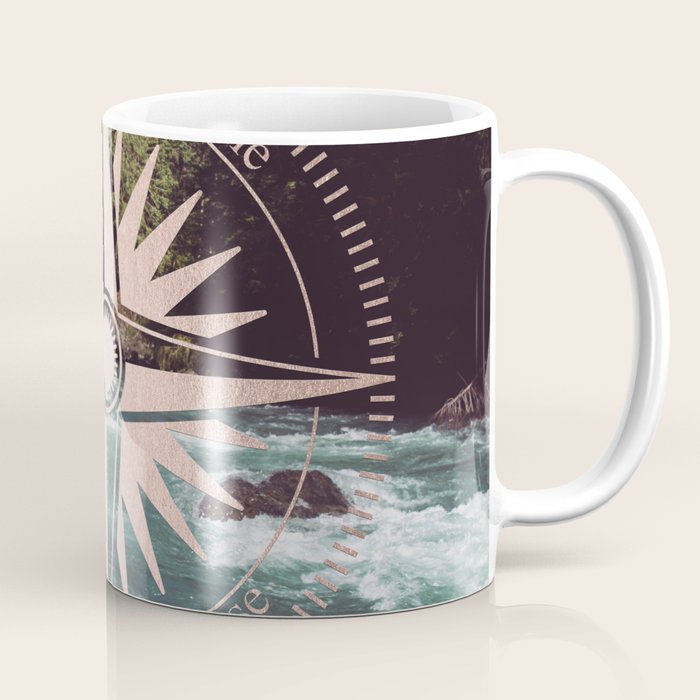 Rose Gold River Compass Coffee Mug Gallery Image 1