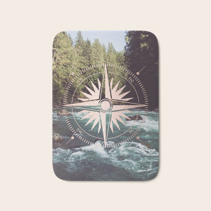 Rose Gold River Compass Bath Mat Gallery Image 1