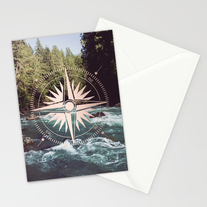 Rose Gold River Compass Stationery Card Gallery Image 2