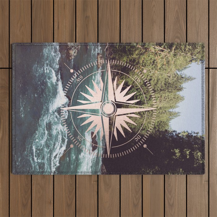 Rose Gold River Compass Outdoor Rug Gallery Image 1