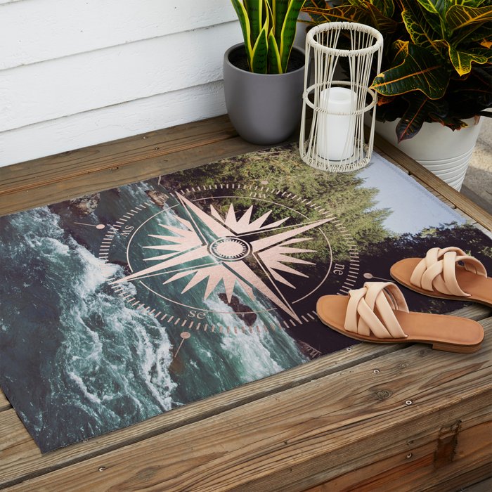 Rose Gold River Compass Outdoor Rug Gallery Image 2