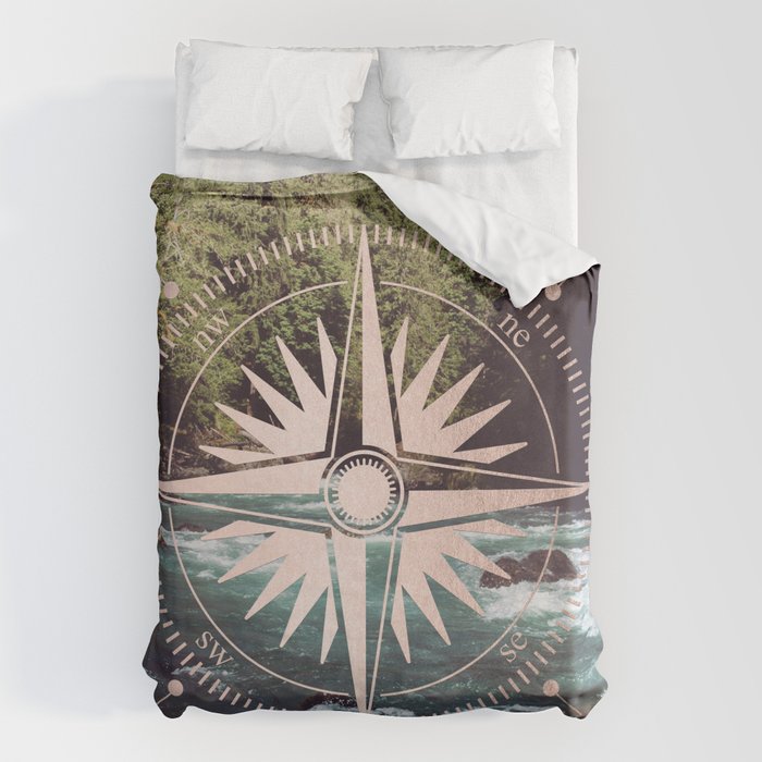 Rose Gold River Compass Duvet Cover Gallery Image 6