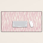 Tiger Stripes In Pink and Cream Desk Mat Gallery Image 1