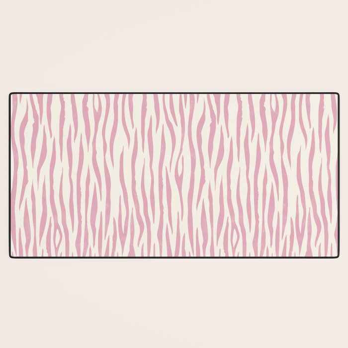 Tiger Stripes In Pink and Cream Desk Mat Gallery Image 3